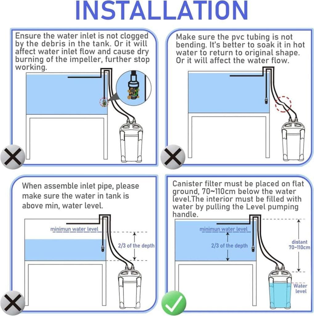 AMOSIJOY 225GPH Ultra-Quiet Canister Filter, 2-Stage External Aquarium Filter with Free Media for Large Fish Tanks and Aquariums AMOSIJOY 225GPH Ultra-Quiet Canister Filter, 2-Stage External Aquarium Filter with Free Media for Large Fish Tanks and Aquariums