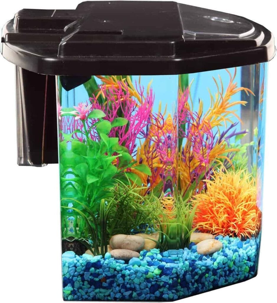 Koller Products Plastic 3-Gallon Aquarium Starter Kit with 7 Colors LED Lighting and Complete Filtration, Ideal for a Variety of Tropical Fish , Betta Fish, Tropical Fish, Cichlids, Ornamental Shrimp